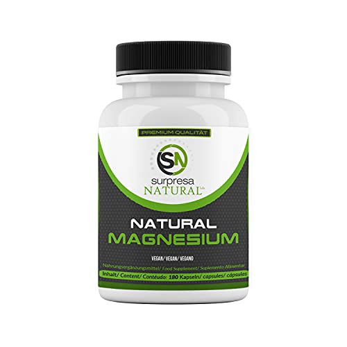 Surpresa Natural® - Magnesium hochdosiert Kapseln | Natürliches Magnesium Pulver hochdosiert | 180 Magnesium Kapseln aus Meerwasser für 6 Monate Vorrat | laborgeprüft & vegan | Made in Germany Cover