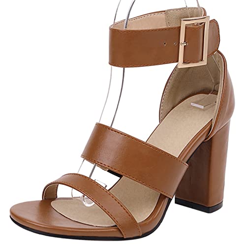 Gicoiz Women Block High Heels Casual Strappy Sandals Open Toe
