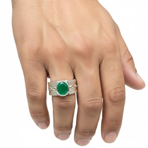 Image of 55Carat Choose Your Color Genuine Gemstone Sterling Silver Ring Band Vintage Handmade Jewelry Sizes 5-12