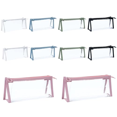 10 astucci trasparenti per matite con cerniera multifunzionali impermeabili organizer per cancelleria per trucchi articoli da toeletta ufficio studenti rosa plastica bianco nero