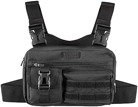 Fitdom Running Chest Pack for Men, Tactical Sports Utility Bag with Pockets