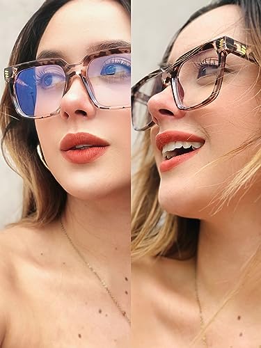 VISOONE Rectangle TR90 Blue Light Blocking Glasses Computer Eyewear with Preppy Look for Women and Men Cougar - Image 3