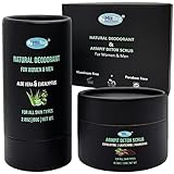 Natural Deodorant for Women & Men - 2-Pack Premium Womens Deodorant & Armpit Scrub Detox - Aluminum...