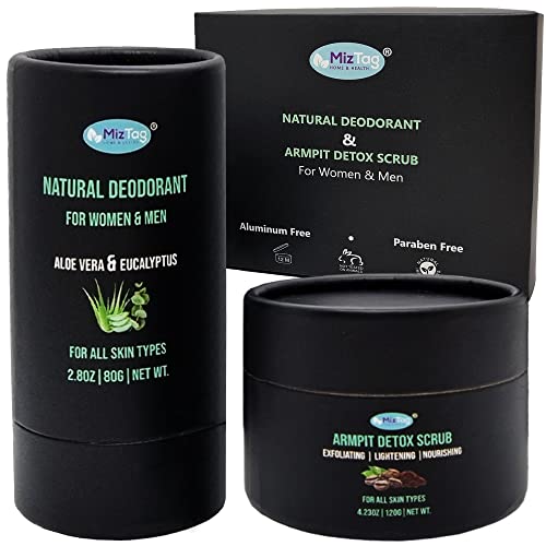 Natural Deodorant for Women & Men - 2-Pack New Premium Womens Deodorant & Armpit Scrub Detox - Plastic Free Deodorant for Men - Non-Irritating, Safe for Sensitive Skin - Deodorant Women Aluminum Free