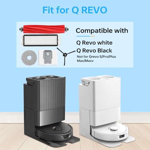 Image of 24 Pack Accessories for Roborock Q Revo【Not for Qrevo S /Pro /Plus /Max /Maxv /Master】Robot Vacuum Cleaner Qrevo Replacement Parts, 2 Rolling Brushes 4 Filters 4 Dust Bags 6 Mop Pads 6 Side Brushes