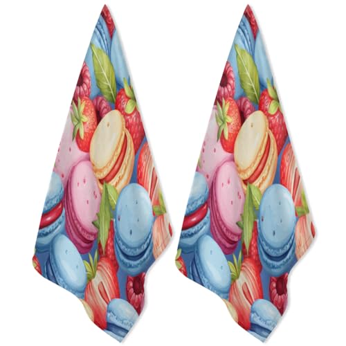 QsirBC Kitchen Towels Set of 2 Funny Desserts Style Hand Towels Dish Towels Reusable Decorative Towel Sets for Cooking Baking, 28.3 X 17.7 Inch