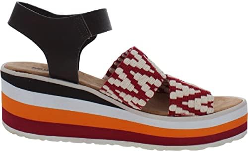MUK LUKS Women's Groove Music Platform Sandal, Red/White, 6 | Image 1
