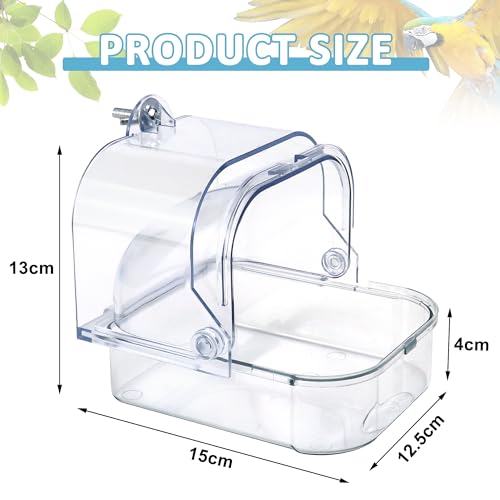 image for Nobgum Bird Bath for Cage, Clear Bird Bathtub with Hanging Hooks, Upgr