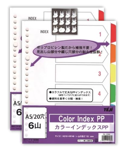 Amazon | 【2冊セット】テージー カラーインデックスPP A5サイズ 20穴