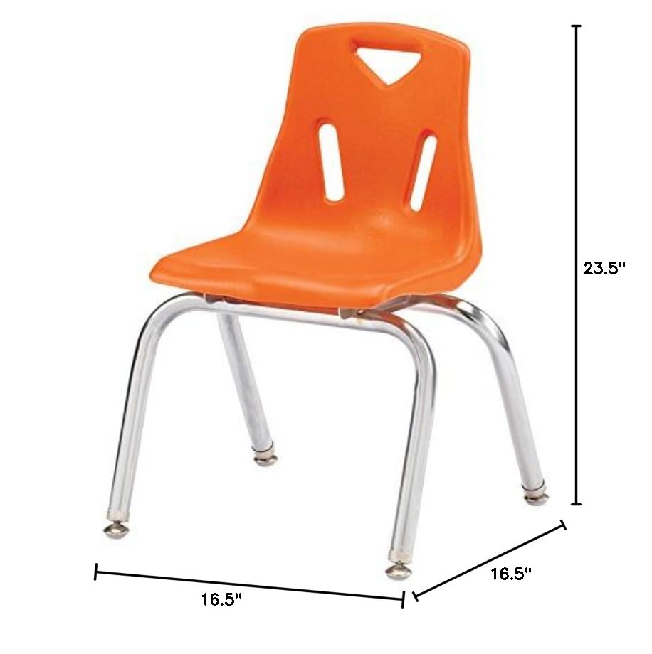 Image of Berries Stacking Chair with Chrome Legs - 14 inch Seat Height - Orange