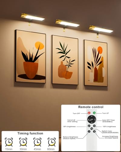 long-stars 12" Picture Light for Wall, Motion Sensor LED Art Light, Gold - image 4