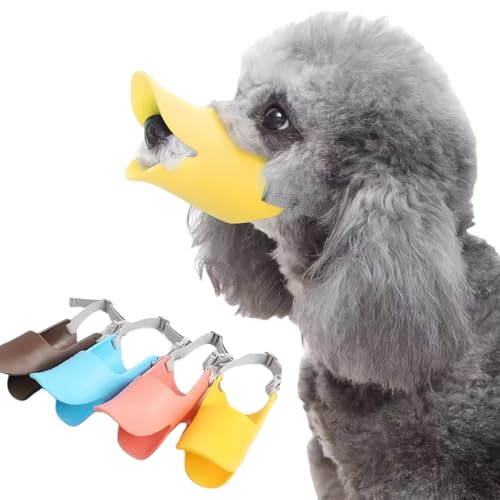 Vyloky Hundemaulkorb Anti-Biss Silikon Entenschnabel、Duck Mouth Shape Hund Maulkorb Anti-Ruf Maulkorb für Welpen Hunde (gelb (Farbe), M)