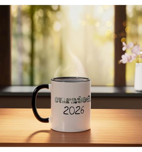 Taza de cerámica de 11 onzas negro y blanco miniatura 3