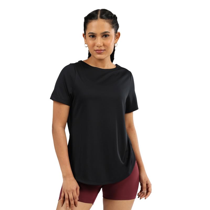 Women's Polyester Comfort Fit Cloudflex Apple Hem Tee | Weightless Comfort All Day Long | Round Neck | Sleeveless Design| Feels Like Second Skin |Flattering Fit |Insanely Lightweight |
