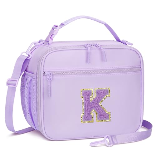 CLOUDWINGS Kids Lunch Box Large Initial Insulated Lunch Bag for Girls