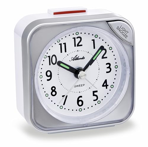 Atlanta Quarzwecker ohne Ticken Reisewecker Licht Snooze Crescendo - 2119/19 Silber