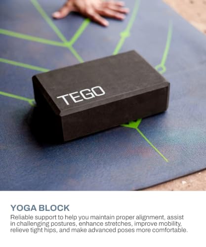 Image of TEGO Boost Yoga Block - Firm EVA - 3x6x9 Inches - Black Green - Accessory for Yoga and Pilates