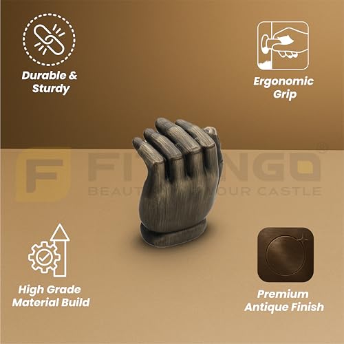 Image of Hand Design Knob for Drawer /Door Knob /Drawer Knobs /Decorative Knobs and Pulls /Door Hardware /Zinc Alloy (Antique Finish) Pack of 8-| 3 Years Warranty |
