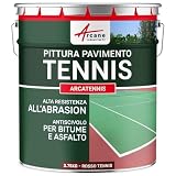 ARCANE INDUSTRIES Pittura per campo da tennis, antiscivolo - ARCATENNIS - 3,75 kg (fino a 7,5 m² in 2 strati) Rosso Tennis