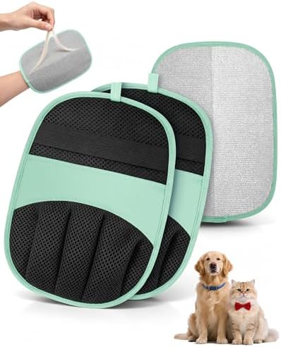 RZPTL 2er Pack Tierhaarentferner Handschuh, Fell Magnet für Hunde und Katzen (Grün)