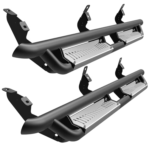 TIEZFUL Running Boards Compatible with Ford Ranger 2019-2025 Super Crew Cab 4 Full Size Doors Stainless Steel Paintable Side Steps Fit for Ranger Non-Slip Rails Step Nerf Bar Truck Pickup Rock Sliders