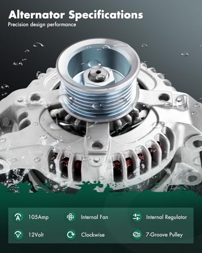Image of SCITOO Alternator Fits for Honda CR-V 07-09, for Civic 06-10, for Accord 03-07, Element 03-09 & for Acura CSX 06-08, TSX 04-08, 2.0L 2.4L- 12V 105Amp CW 7-Groove Pulley, Replace OE 13980