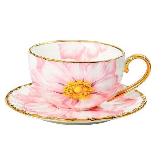 Tasse à café en céramique rétro de 200 ml avec motif floral chic