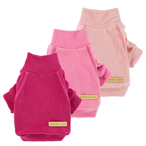 Image of Fitwarm 3 Pack Classic Fleece Sweatshirt for Small Dogs and Cats, Pullover Jumper in Pink, Rose and Baby Pink