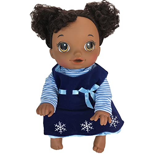 Sophia's 2 Piece Winter Velour Snowflake Embroidered Dress And Striped Long Sleeve Shirt For 15 Inch Dolls, Navy #TOP3