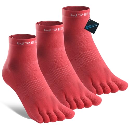 Image of WRELS Coolmax Toe Socks for Men Women,Athletic High Performance Cushion Crew Socks for Running Working(3 Pairs)
