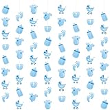 Weecent 8 Pack Pre-Strung Blue Baby Shower Banner Baby Boy Party Decorations Blue Paper Garland Baby Boy Birthday Party Favors Baby Shower Party Supplies