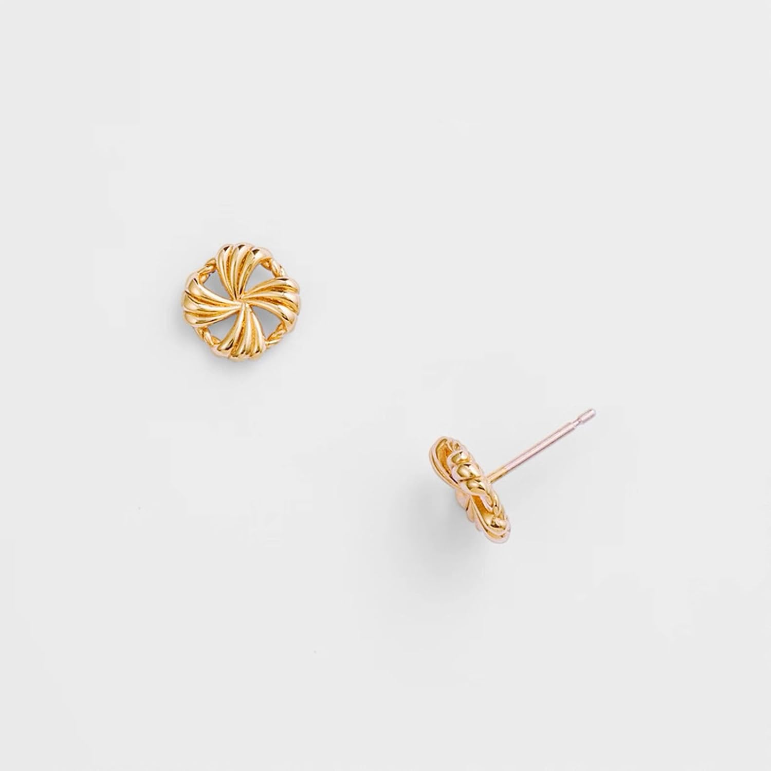 14K Gold Plated Sterling Silver Stud Earrings for Women, Vintage Button-Inspired Design with Rich Gold Tone, Classy Timeless Look, Hypoallergenic Jewelry Gift - Image 3