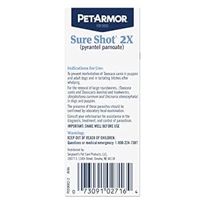 Petarmor sure shot liquid de wormer for dogs and puppies liquid de wormer treats roundworms  hookworms in dogs and puppies 2 weeks and older for dogs under 120 lbs 2 ounces   cucciolini doodles