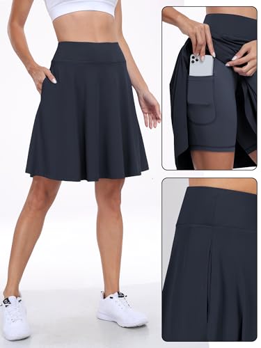 Image of ANRABESS Knee Length Skorts Skirts for Women 2026 Summer High Waisted Golf Tennis Skirt Casual Travel Built-in Shorts Clothes