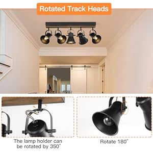 SEEBLEN 5-Light Track Light Fixtures, Adjustable Ceiling/Wall Mount Spotlight, Industrial Black Kitchen Track Lighting for Living Room, Dining Room, Hallway, Bathroom SEEBLEN 5 Light Track Light Fixtures Adjustable CeilingWall Mount Spotlight Industrial Black Kitchen Track Lighting for Living Room Dining Room Hallway Bathroom