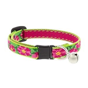 Lupine Cat Safety Collar with Bell 1/2″ Wide Petunias adjusts 8-12″