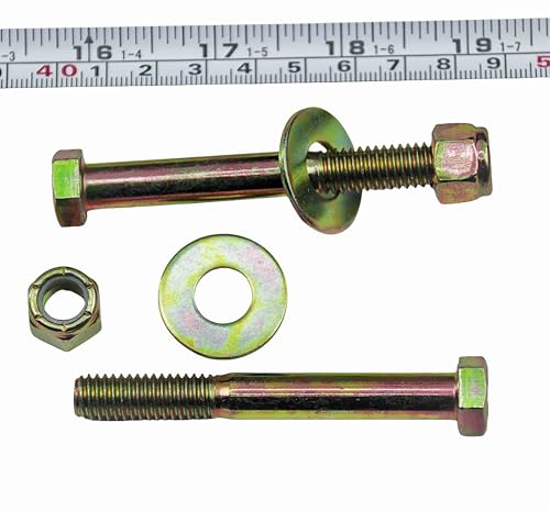Image of 3 /8 inch x 3 inch Hex Head Bolt by Color Galvanization with Ny lon Lock nut and Large Size Washer Assortment Kit,Alloy Steel,Grade 5.(8pcs Pack),by Metalsuberg.