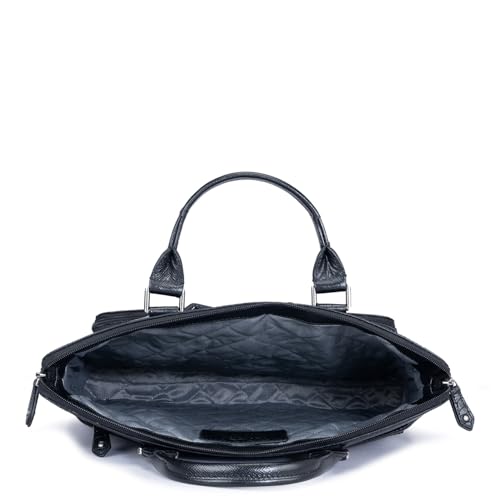 Image of Da Milano Leather Laptop Bag for Men & for Women - Fits Up To 15 inch Laptop - Black (0022B)
