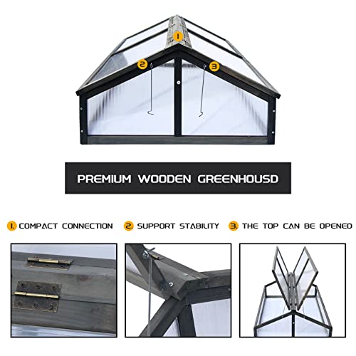 Wood Cold Frame Greenhouse Cabinet, Portable Greenhouse Bed Plant Room, Indoor Outdoor Terrace Balcony Garden Backyard Farmhouse Flower Home Decor(46X31X15In) #TOP2