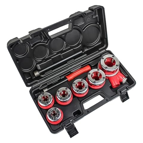 TEXALAN(R) Ratchet Pipe Threader Kit Ratcheting Pipe Threading Tool Set w/ 6 Dies Cover