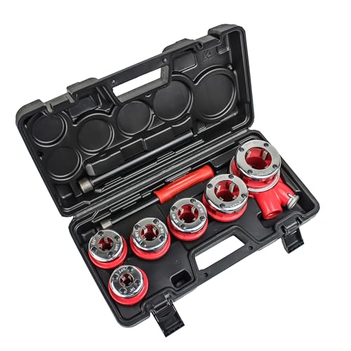 TEXALAN(R) Ratchet Pipe Threader Kit Ratcheting Pipe Threading Tool Set w/ 6 Dies 1/4