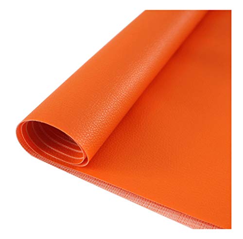 Tissu simili cuir orange 1.38x4m fin et stretch Wangk pour canapé