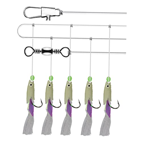 BESPORTBLE 2 Cuerdas Anzuelo de Acero al Carbono Neto Aparejos de Pesca Plataformas Manos señuelos de Pesca Equipo bajo Anzuelo de Pesca en el mar Anzuelo Luminoso Gancho de Pesca Luminoso
