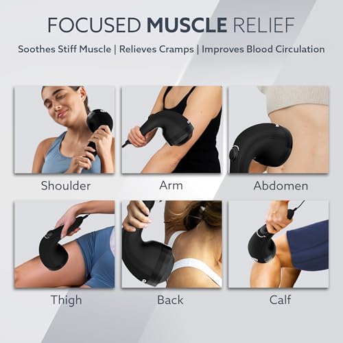 Image of AGARO Atom Plus Electric Handheld Full Body Massager, 4 Massage Heads, Mesh Cover, Variable Speed Settings for Muscle Relief and Relaxation, Back, Leg & Foot (Black)
