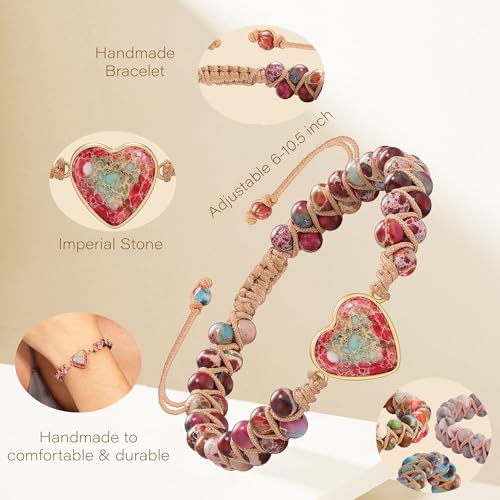 Gifts-for-Mom-Daughter-Granddaughter-Love-Gifts-for-Wife-Girlfriend-to-My-Sister-Jasper-Heart-Bracelets-Natural-Stone-Bracelet-Graduation-Birthday-Anniversary-Christmas-Jewelry-for-Women