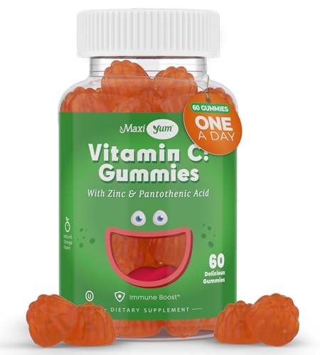 Maxi-Health Vitamin C Gummies with Zinc - Maxi-Health Vitamin C with Zinc for Children and Adults - Respiratory Support and Immune Booster - No Preservatives and Artificial Flavors - 60 Fruit Shaped Gummies