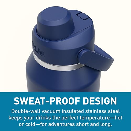 Image of CamelBak Thrive Chug Insulated Stainless Steel Water Bottle, Cold Retention with High Flow Lid for Everyday Hydration and Active Use, 40oz, Navy