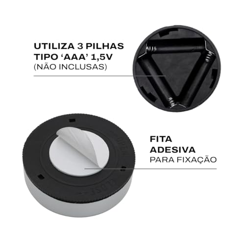 Kit 3 Luminária de LED Sem Fio Adesiva P/Parede Teto Móveis, 1 Toque