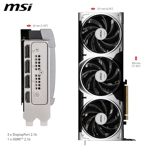 MSI NVIDIA GeForce RTX 5070 Ti 16G Ventus 3X OC Carte Graphique - 16 Go GDDR7 (28 GB/s /256 Bits), PCIe 5.0 - Triple Ventilateur (3X Ventilateurs TORX 5.0), HDMI 2.1b, DisplayPort 2.1b