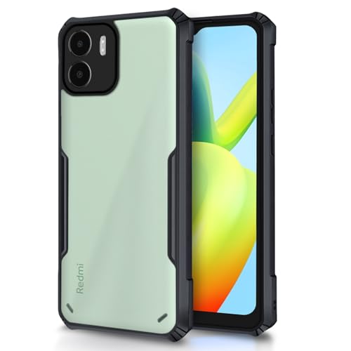 Image of Outlouders Back Cover for Redmi A1 / A2 | Ultra Hybrid Transparent | Full Camera Protection | Raised Edge | Crystal Clear Bumper Case(Black)